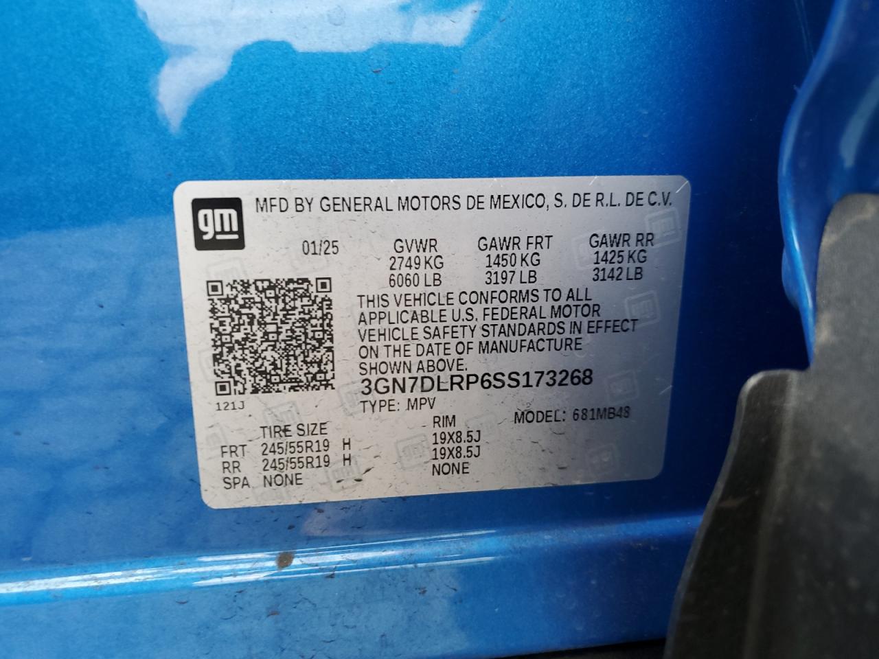 2025 Chevrolet Equinox Lt VIN: 3GN7DLRP6SS173268 Lot: 86177975