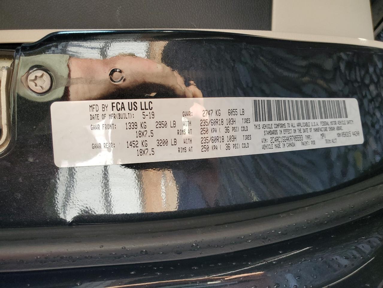 2019 Chrysler Pacifica Limited VIN: 2C4RC1GG4KR705593 Lot: 89536395