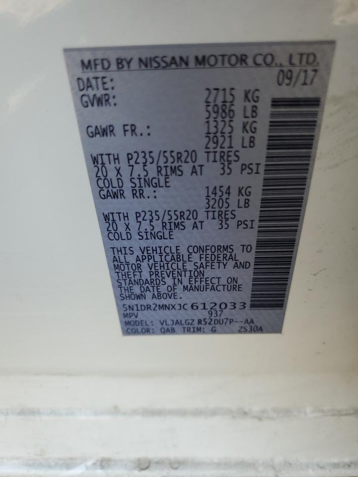 2018 Nissan Pathfinder S VIN: 5N1DR2MNXJC612033 Lot: 86654975