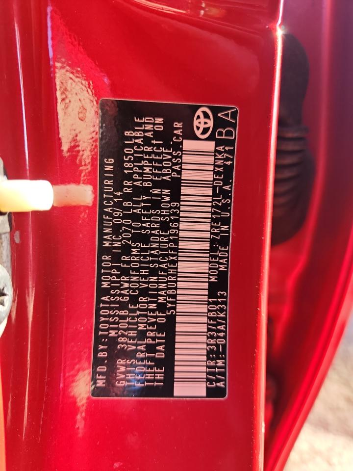 2015 Toyota Corolla L VIN: 5YFBURHEXFP196139 Lot: 84881455