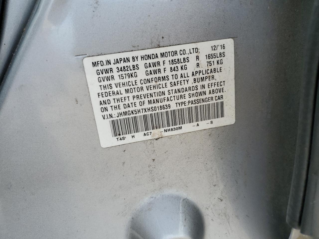 2017 Honda Fit Ex VIN: JHMGK5H7XHS018639 Lot: 84629315