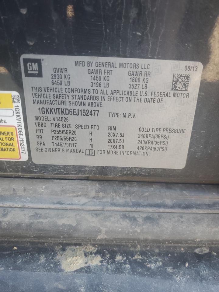 2014 GMC Acadia Denali VIN: 1GKKVTKD6EJ152477 Lot: 87082955