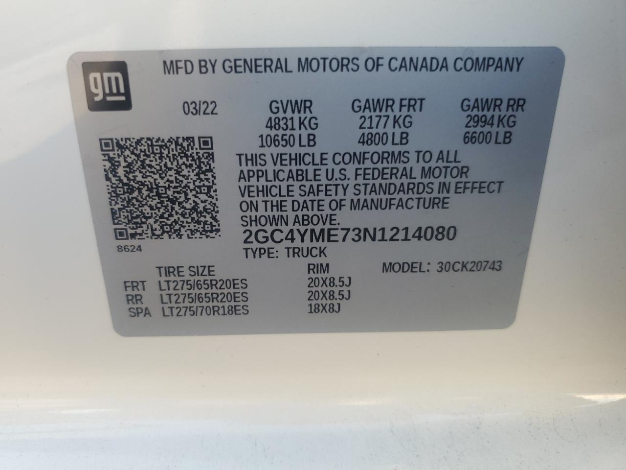 2022 Chevrolet Silverado K2500 Custom VIN: 2GC4YME73N1214080 Lot: 82285145