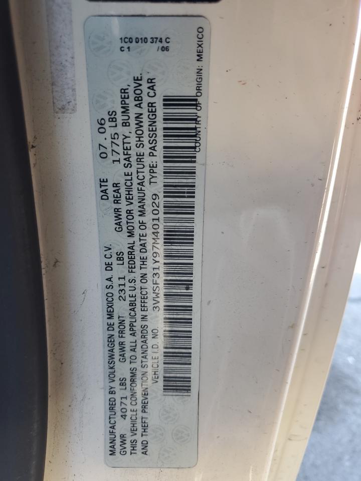 2007 Volkswagen New Beetle Convertible Option Package 2 VIN: 3VWSF31Y97M401029 Lot: 86524555