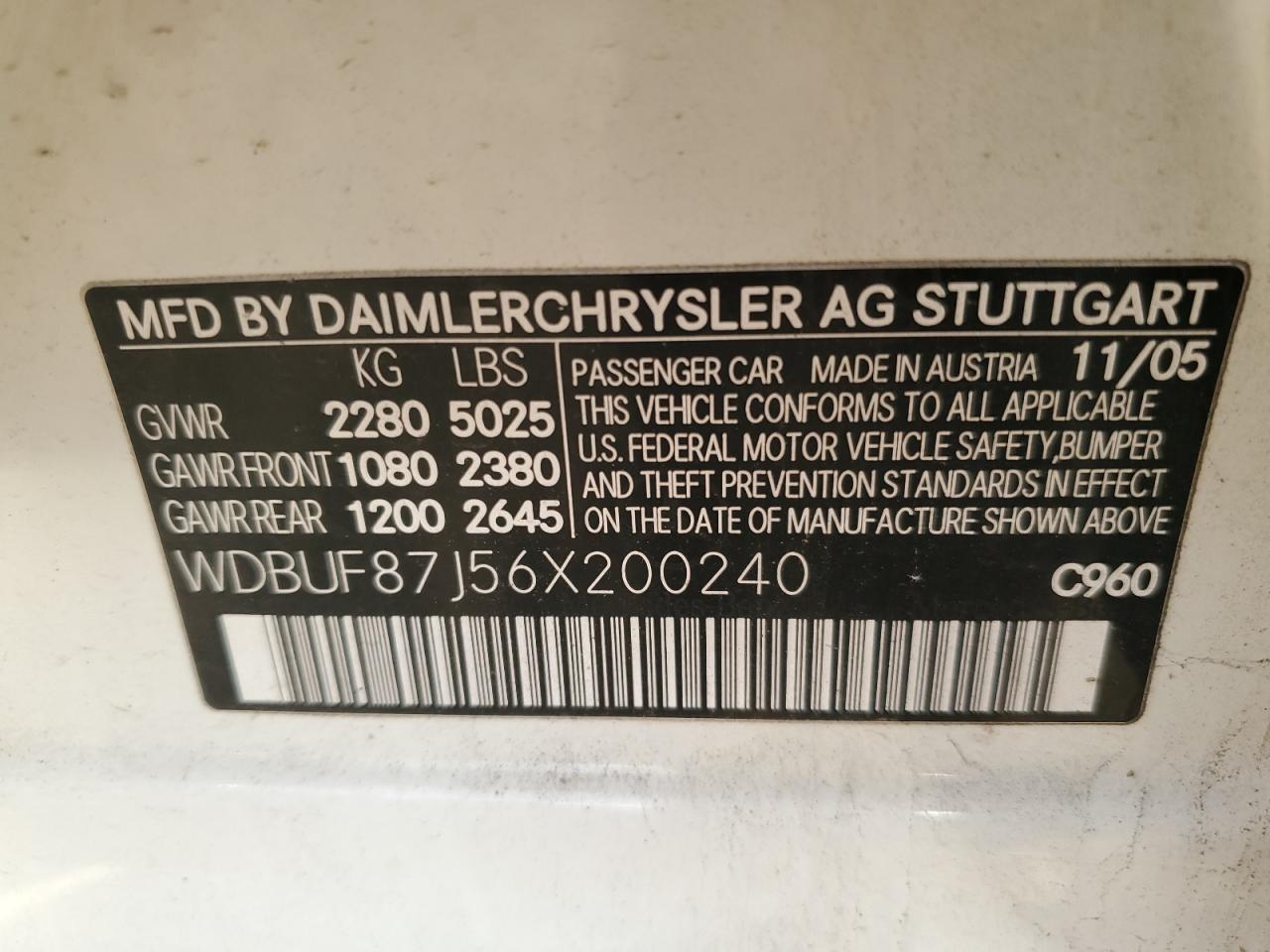 2006 Mercedes-Benz E 350 4Matic VIN: WDBUF87J56X200240 Lot: 83978895