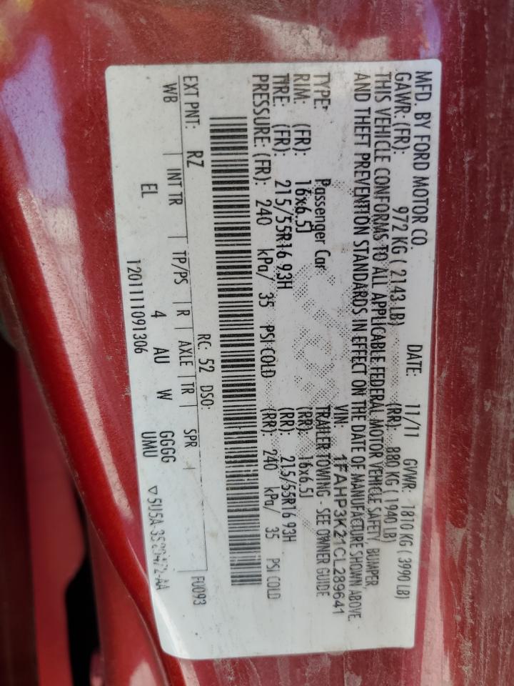 2012 Ford Focus Se VIN: 1FAHP3K21CL289641 Lot: 82096615