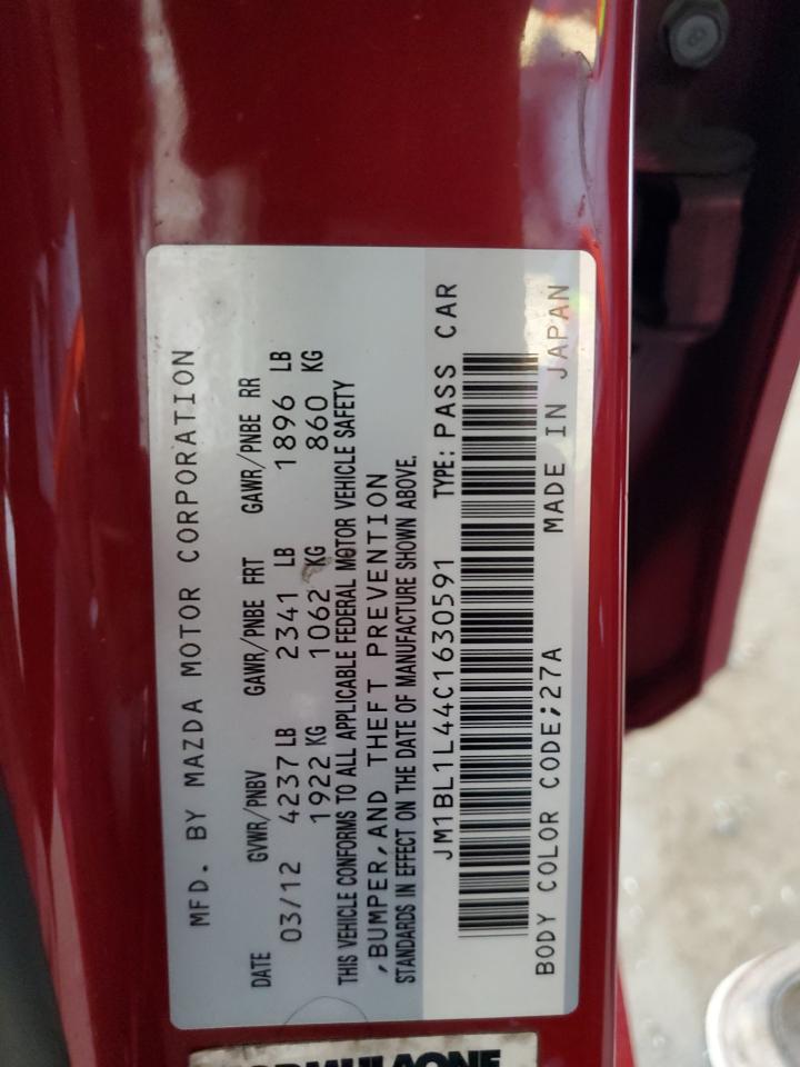 2012 Mazda Speed 3 VIN: JM1BL1L44C1630591 Lot: 86451985