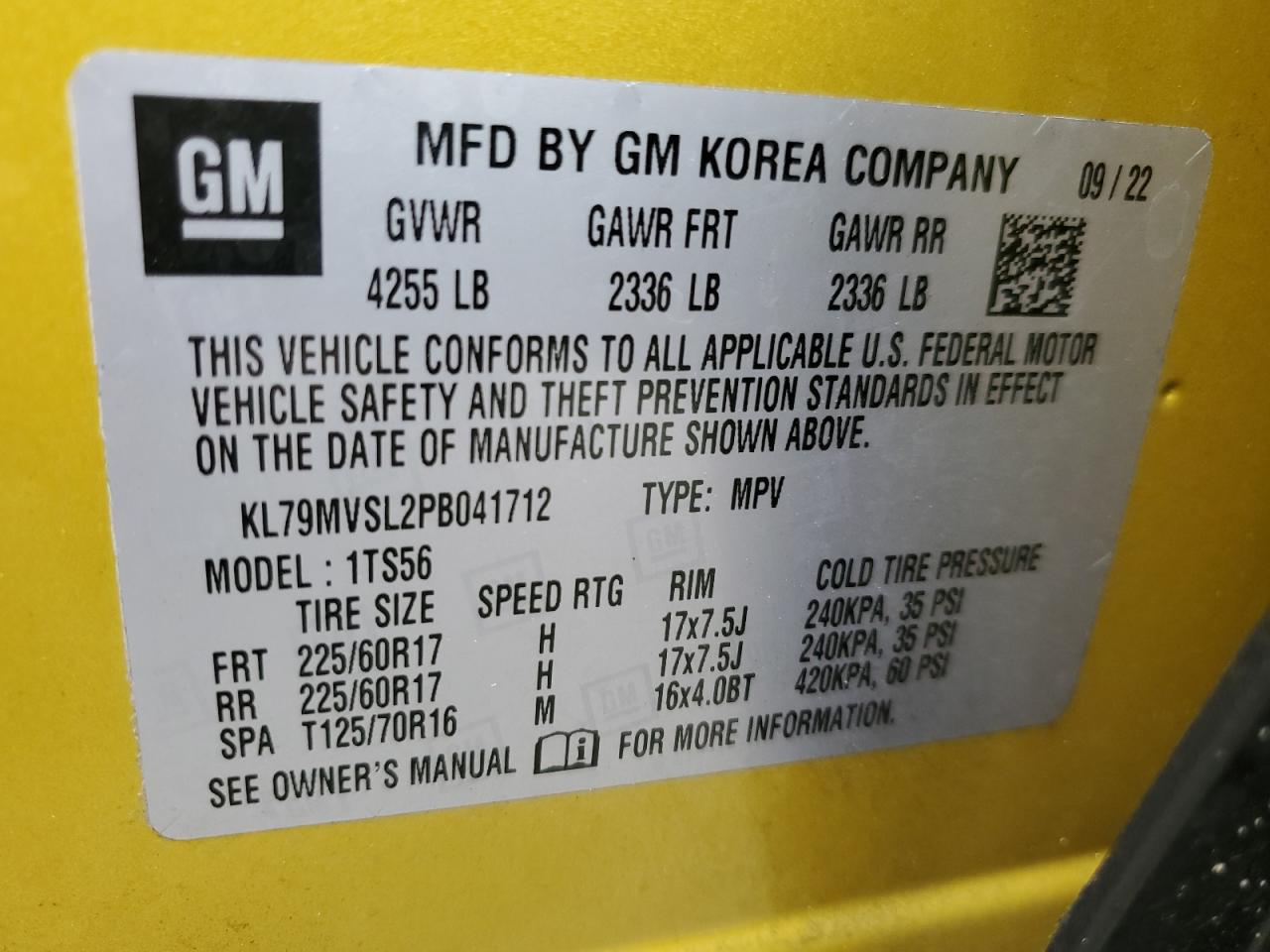 2023 Chevrolet Trailblazer Activ VIN: KL79MVSL2PB041712 Lot: 85743275