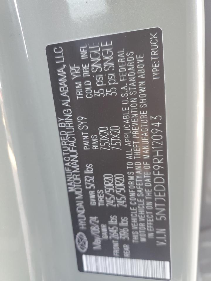 2024 Hyundai Santa Cruz Limited VIN: 5NTJEDDF9RH120943 Lot: 82662255