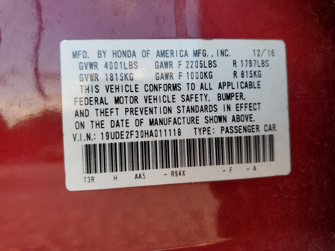 2017 Acura Ilx Base Watch Plus VIN: 19UDE2F30HA011118 Lot: 86231075