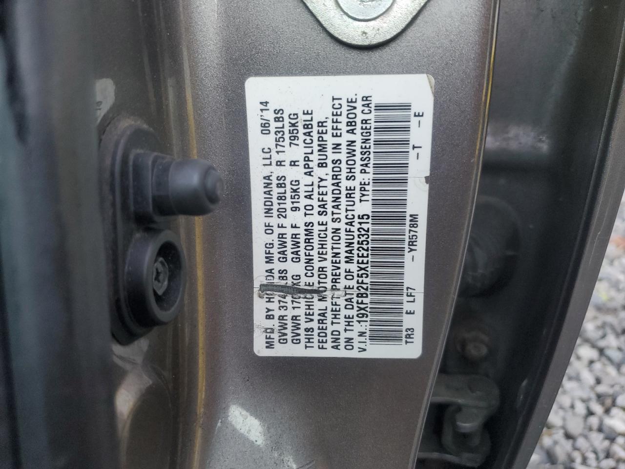 2014 Honda Civic Lx VIN: 19XFB2F5XEE253215 Lot: 82623045