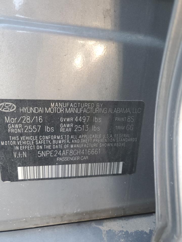 2016 Hyundai Sonata Se VIN: 5NPE24AF8GH416661 Lot: 82248435