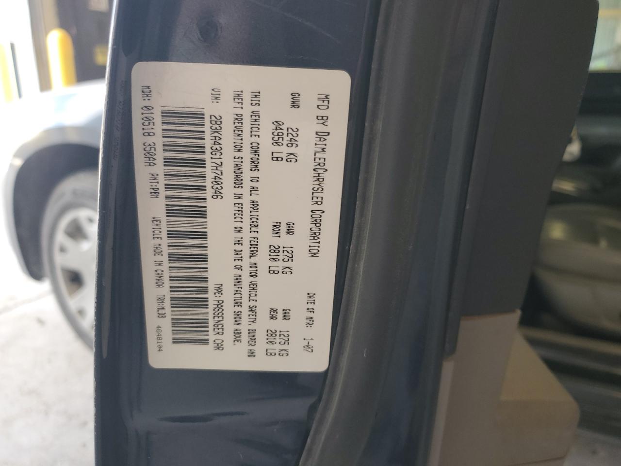 2007 Dodge Charger Se VIN: 2B3KA43G17H740346 Lot: 90715045