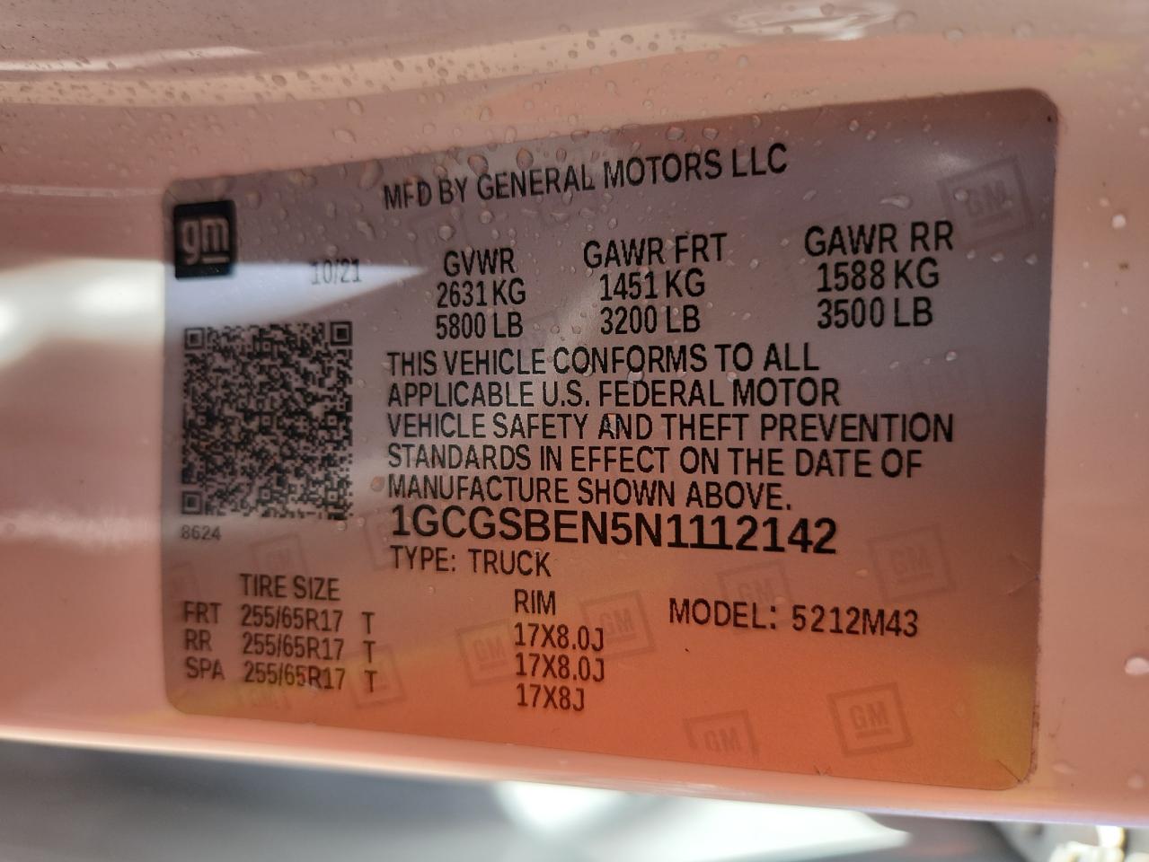 2022 Chevrolet Colorado VIN: 1GCGSBEN5N1112142 Lot: 84707755