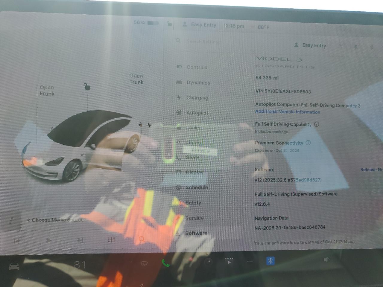 2020 Tesla Model 3 VIN: 5YJ3E1EAXLF806603 Lot: 87305155