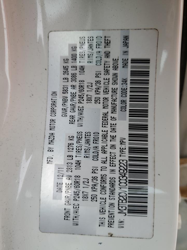 2011 Mazda Cx 9 VIN: JM3TB2CV1C0349223 Lot: 86112995