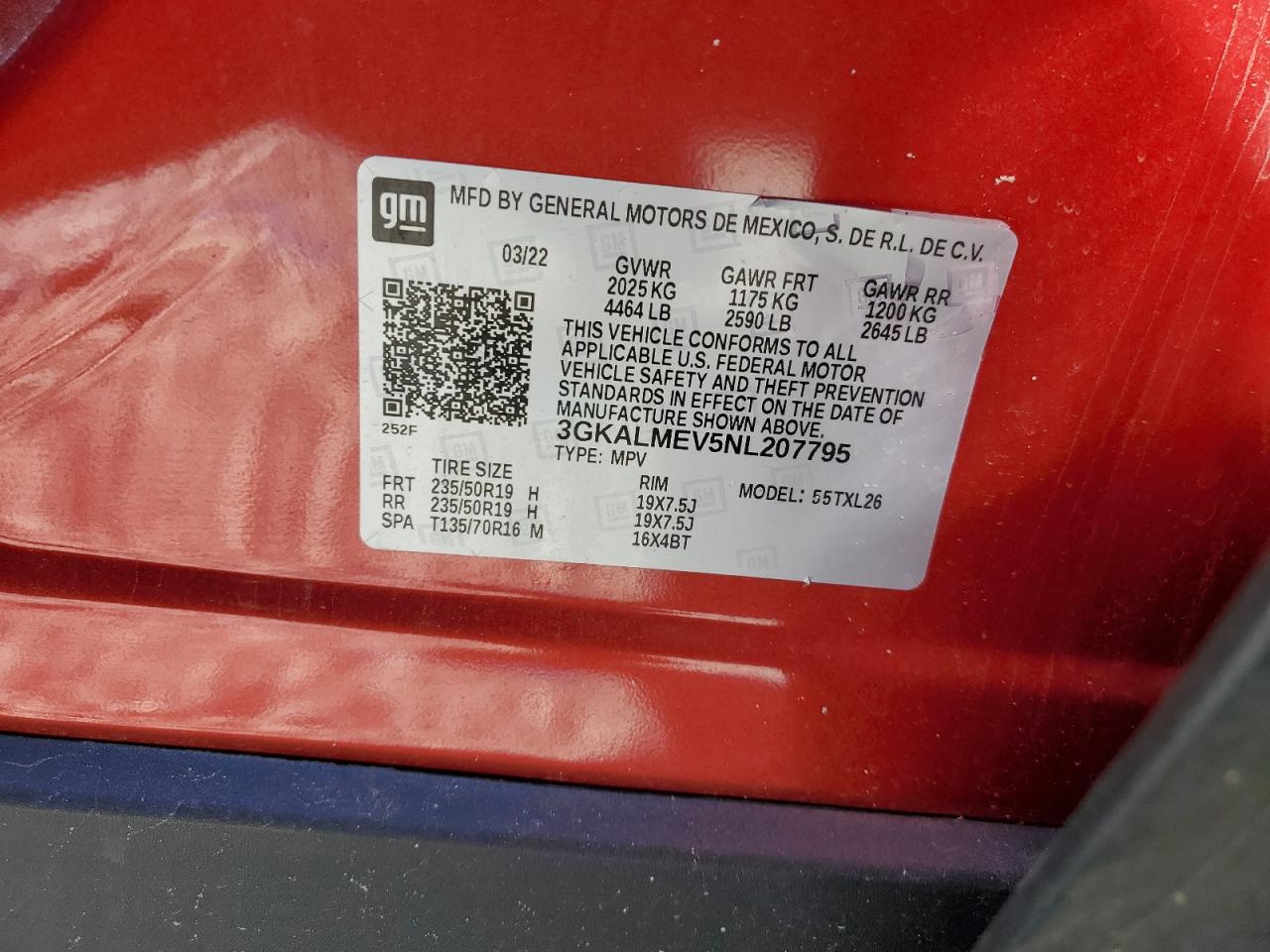 2022 GMC Terrain Sle VIN: 3GKALMEV5NL207795 Lot: 89891895