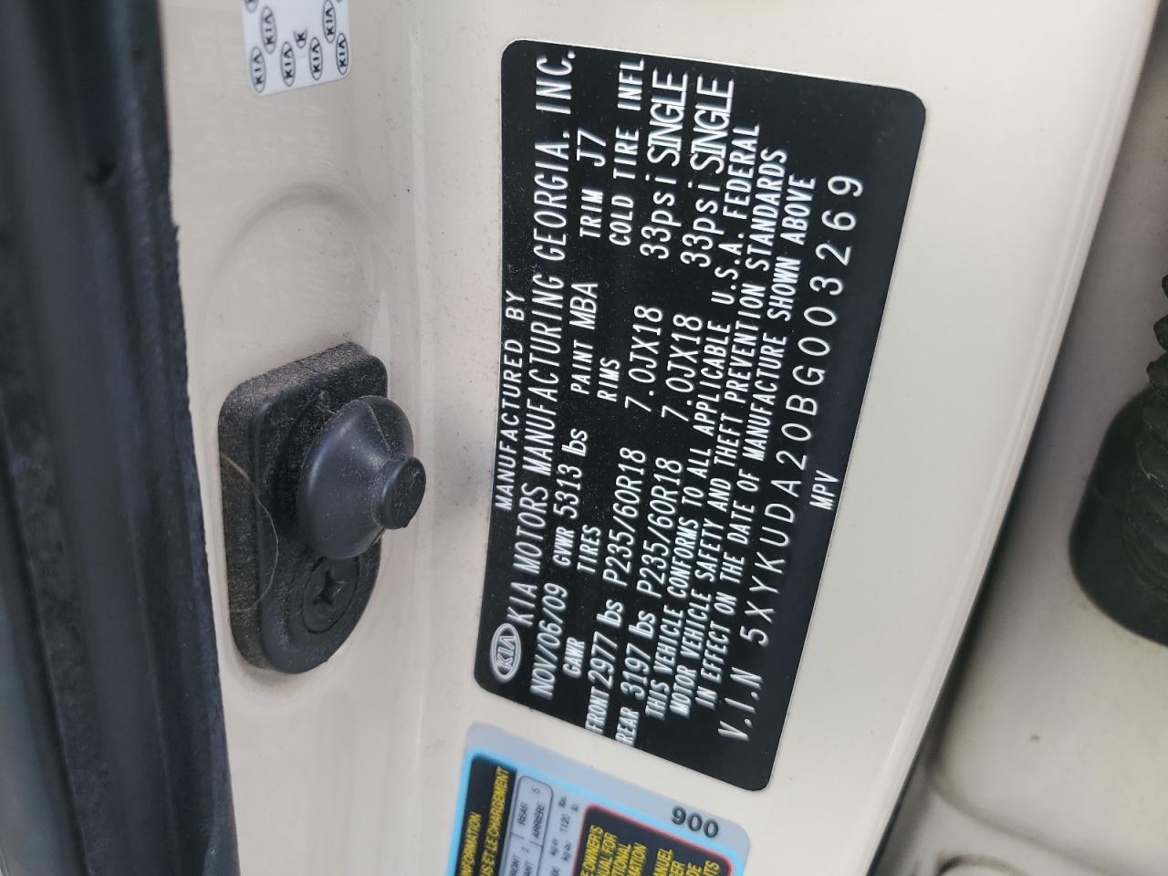 2011 Kia Sorento Ex VIN: 5XYKUDA20BG003269 Lot: 84738595