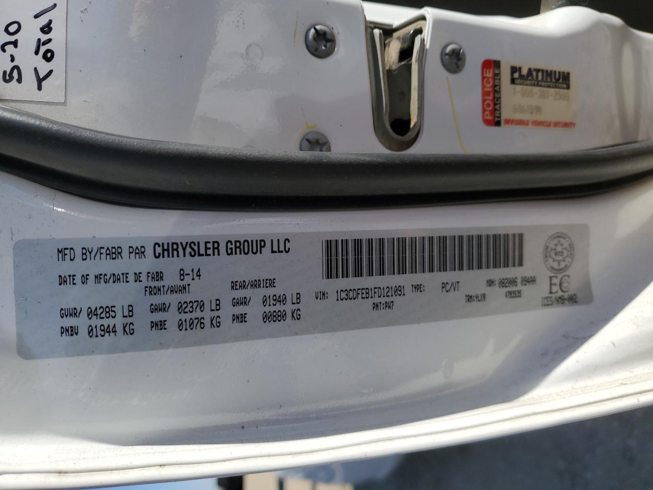 2015 Dodge Dart Gt VIN: 1C3CDFEB1FD121091 Lot: 85916715