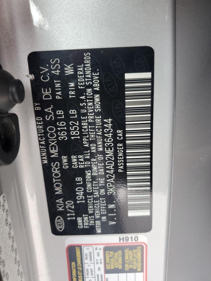 2021 Kia Rio Lx VIN: 3KPA24AD2ME364344 Lot: 86232835