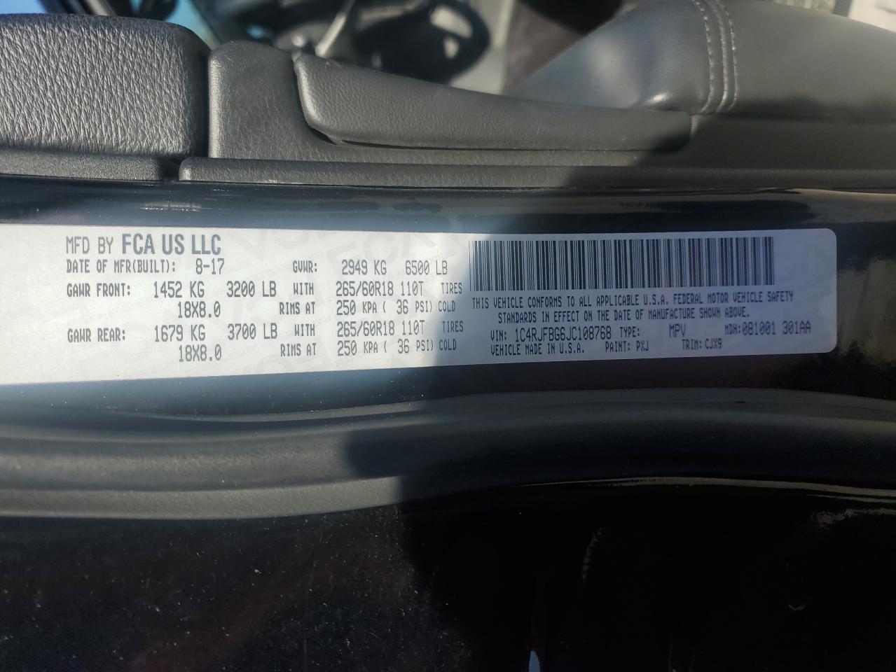 2018 Jeep Grand Cherokee Limited VIN: 1C4RJFBG6JC108768 Lot: 85867445