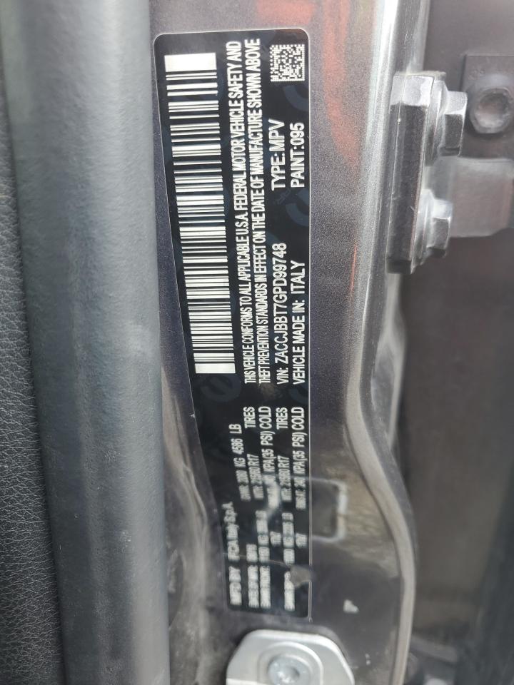 2016 Jeep Renegade Latitude VIN: ZACCJBBT7GPD99748 Lot: 85671975