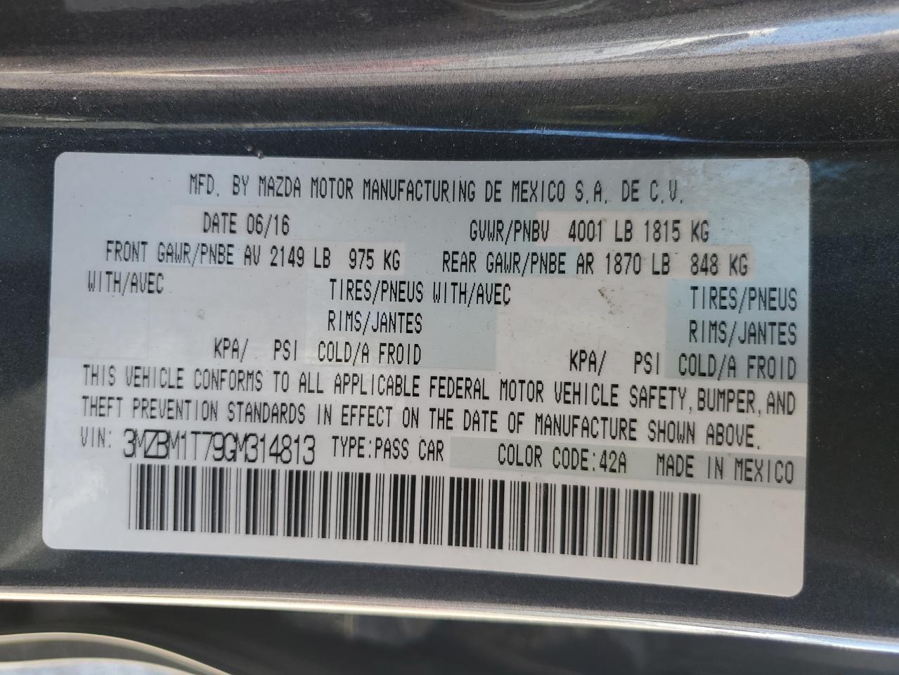 2016 Mazda 3 Sport VIN: 3MZBM1T79GM314813 Lot: 84991005