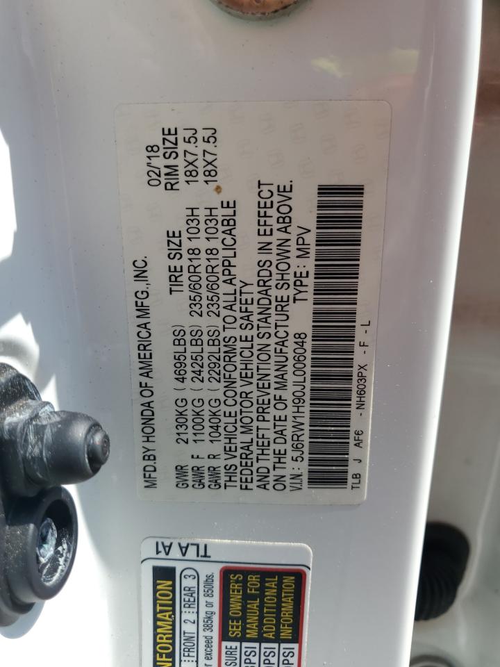 2018 Honda Cr-V Touring VIN: 5J6RW1H90JL006048 Lot: 85696925