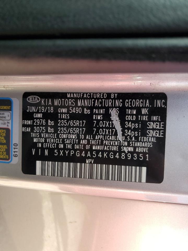 2019 Kia Sorento Lx VIN: 5XYPG4A54KG489351 Lot: 84278785