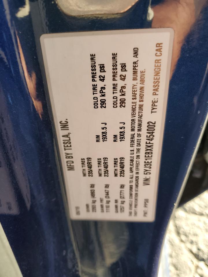 2019 Tesla Model 3 VIN: 5YJ3E1EBXKF454002 Lot: 90024825