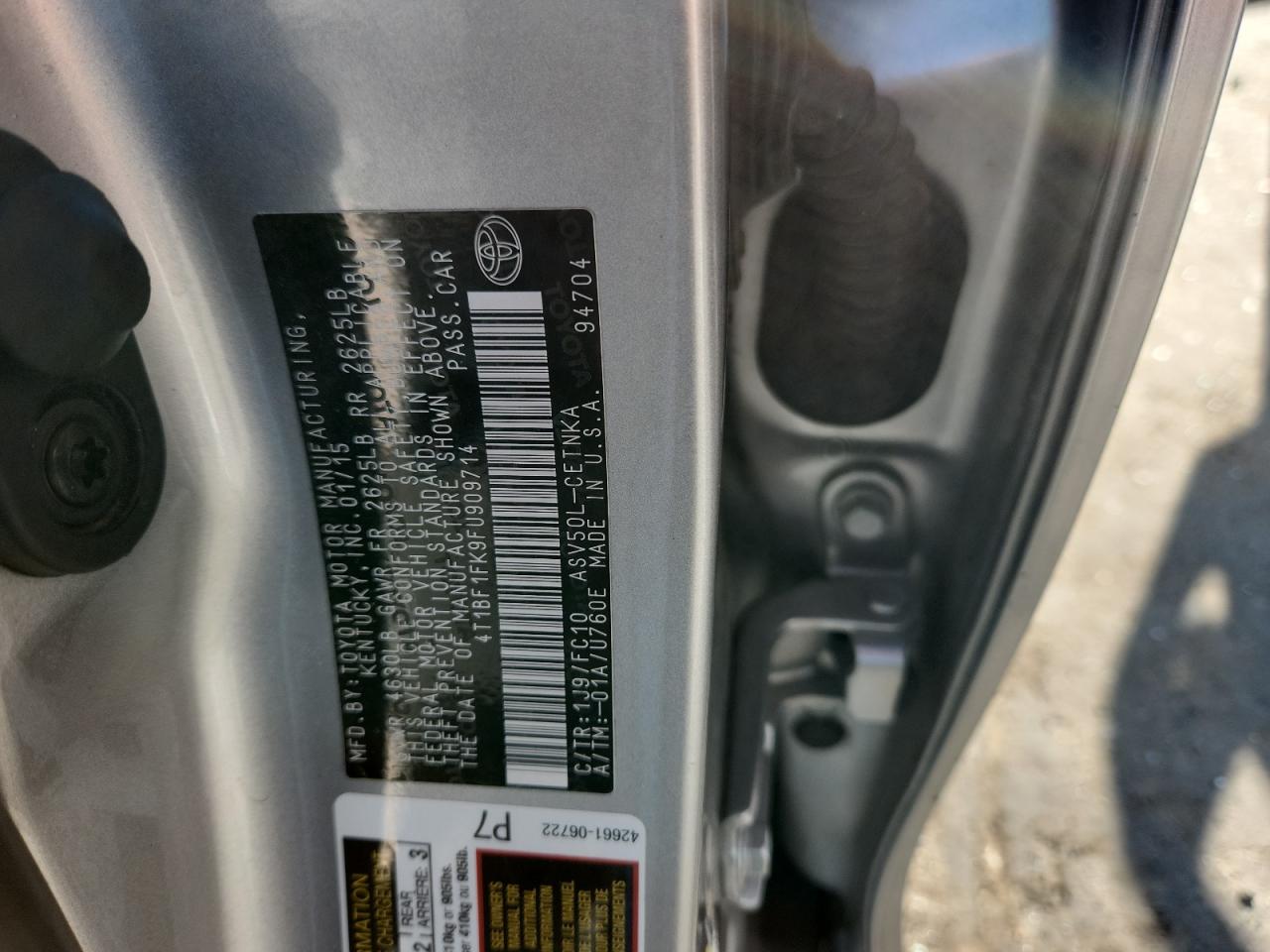 2015 Toyota Camry Le VIN: 4T1BF1FK9FU909714 Lot: 84470835