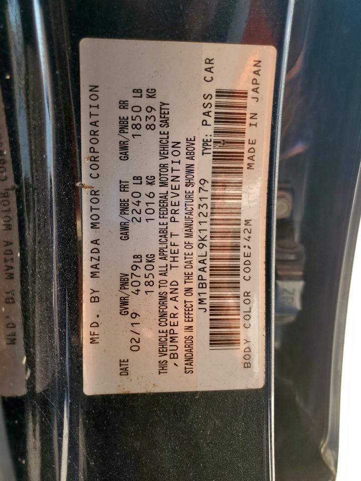 2019 Mazda 3 Select VIN: JM1BPAAL9K1123179 Lot: 85134715