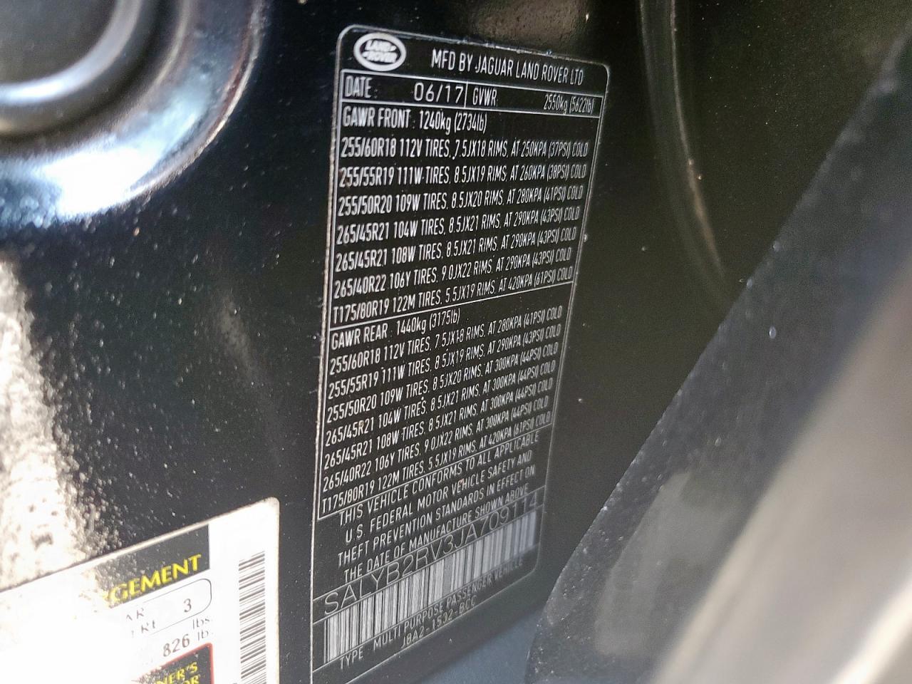 2018 Land Rover Range Rover Velar S VIN: SALYB2RV3JA709114 Lot: 84458665