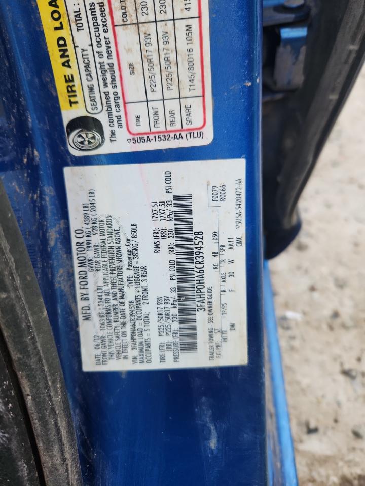 2012 Ford Fusion Se VIN: 3FAHP0HA6CR394528 Lot: 86626415