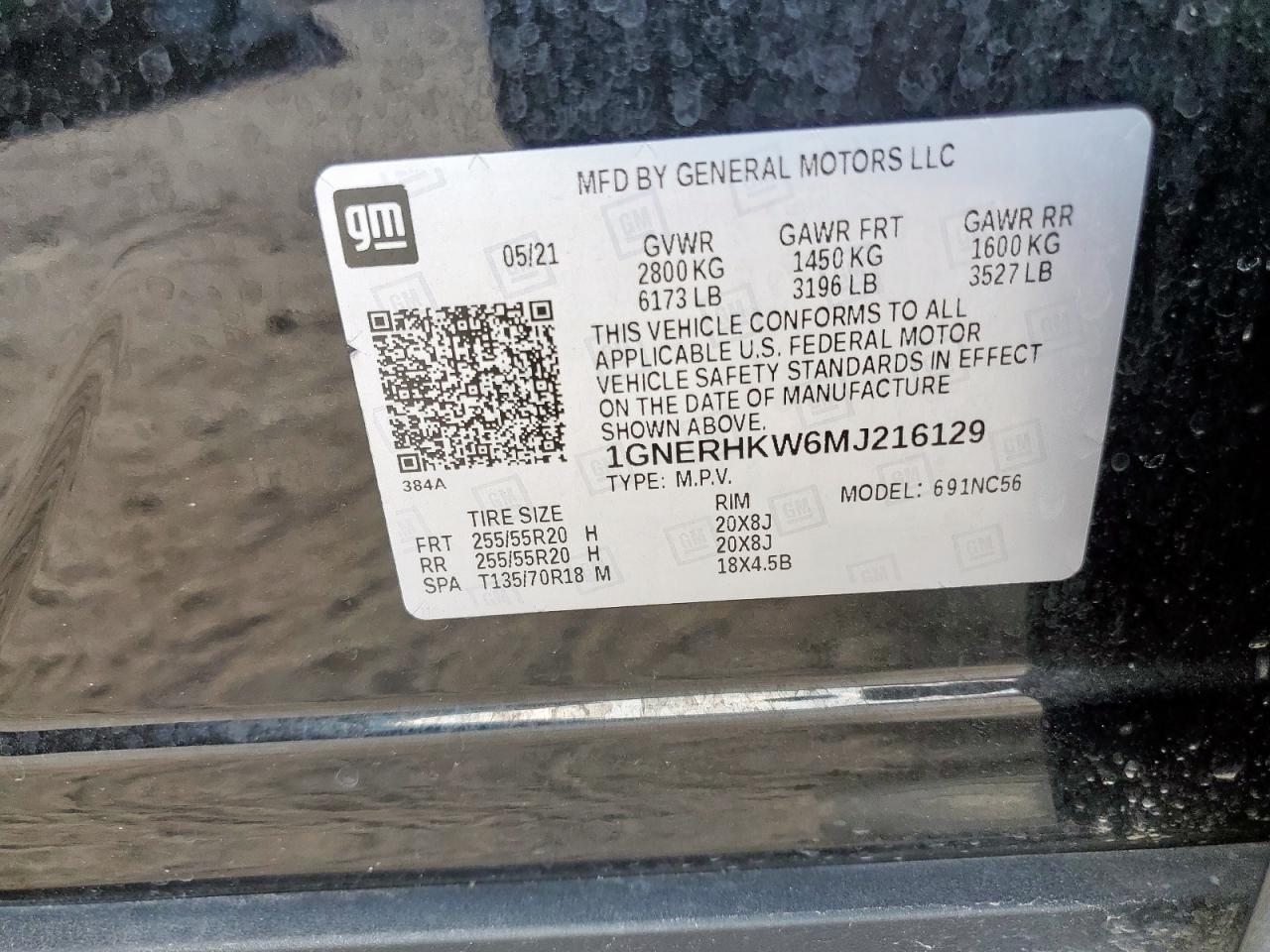 2021 Chevrolet Traverse Lt VIN: 1GNERHKW6MJ216129 Lot: 85591445