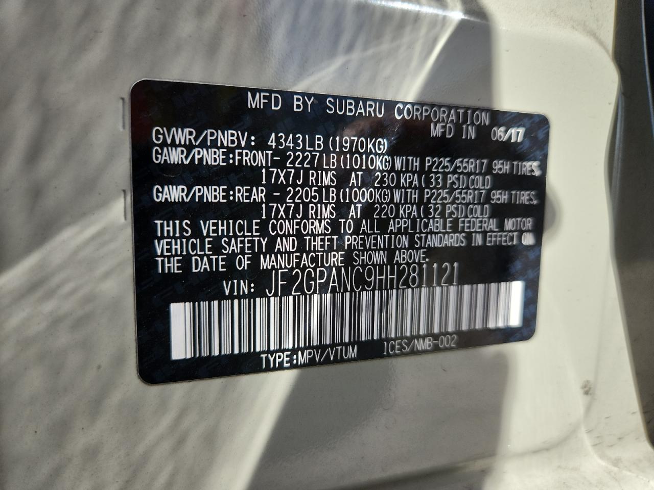2017 Subaru Crosstrek Limited VIN: JF2GPANC9HH281121 Lot: 82320165