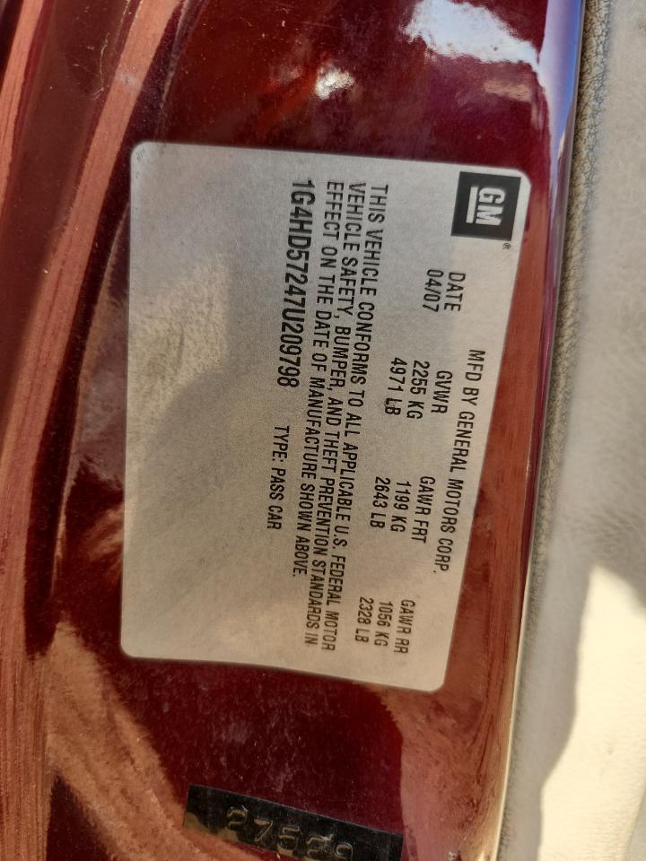 2007 Buick Lucerne Cxl VIN: 1G4HD57247U209798 Lot: 81968445