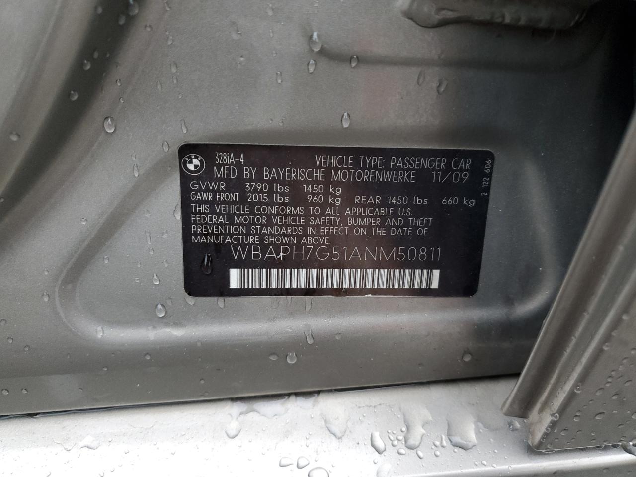 2010 BMW 328 I VIN: WBAPH7G51ANM50811 Lot: 85554935