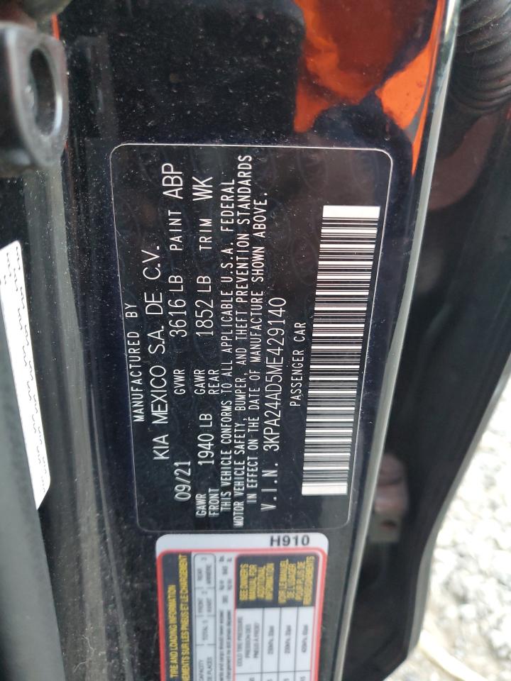 2021 Kia Rio Lx VIN: 3KPA24AD5ME429140 Lot: 86546995