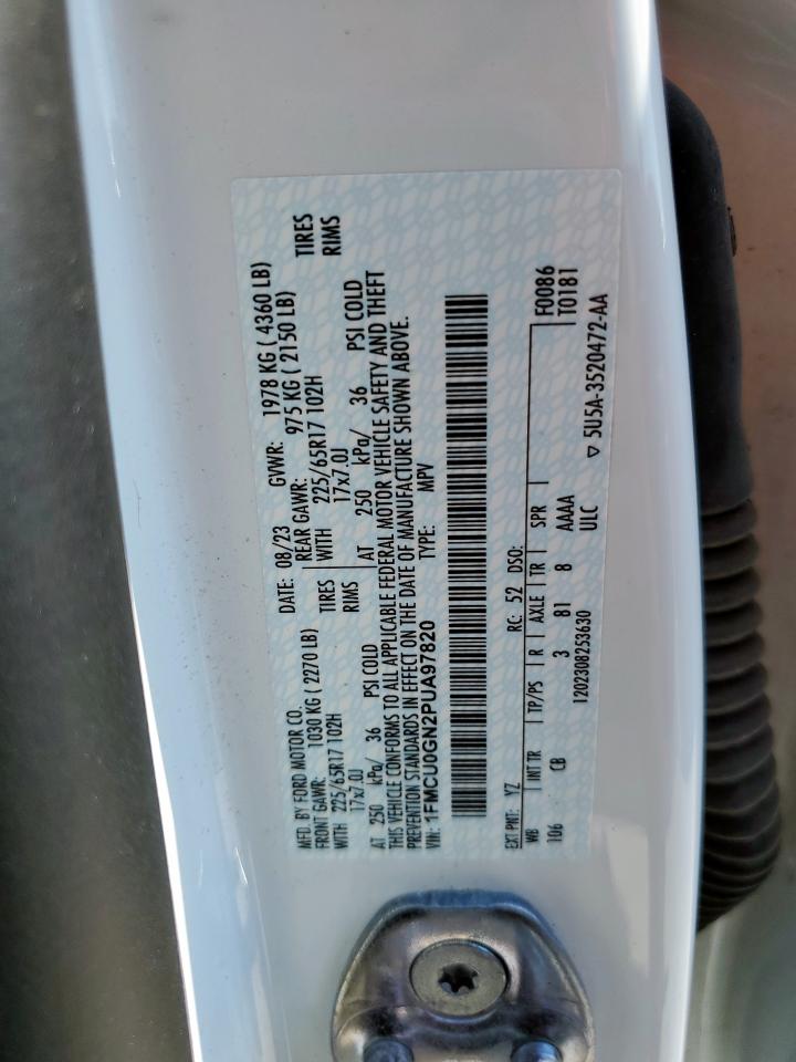 2023 Ford Escape Active VIN: 1FMCU0GN2PUA97820 Lot: 81975265