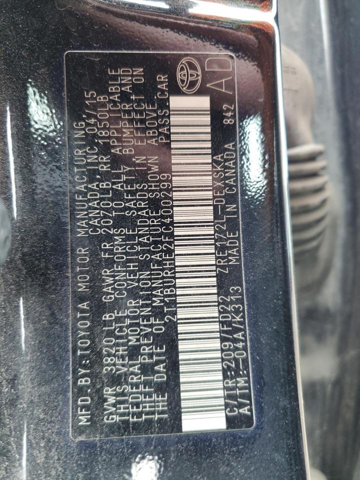 2015 Toyota Corolla L VIN: 2T1BURHE2FC400299 Lot: 86110055