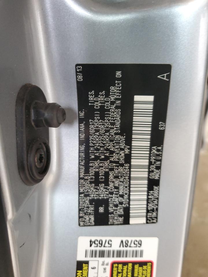 2013 Toyota Sienna Xle VIN: 5TDYK3DCXDS402646 Lot: 85717545