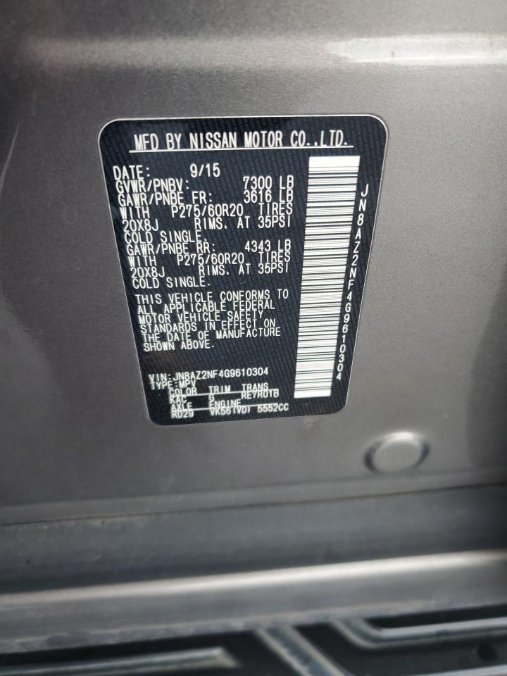 2016 Infiniti Qx80 VIN: JN8AZ2NF4G9610304 Lot: 82275795