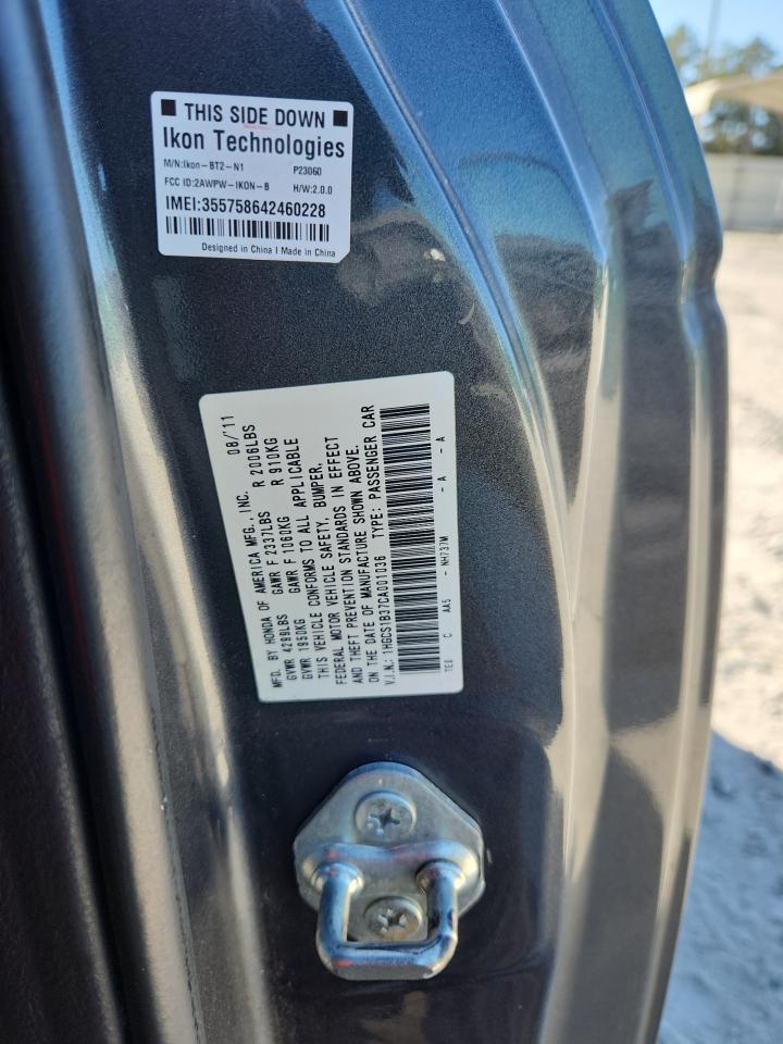 2012 Honda Accord Lx VIN: 1HGCS1B37CA001036 Lot: 84878635