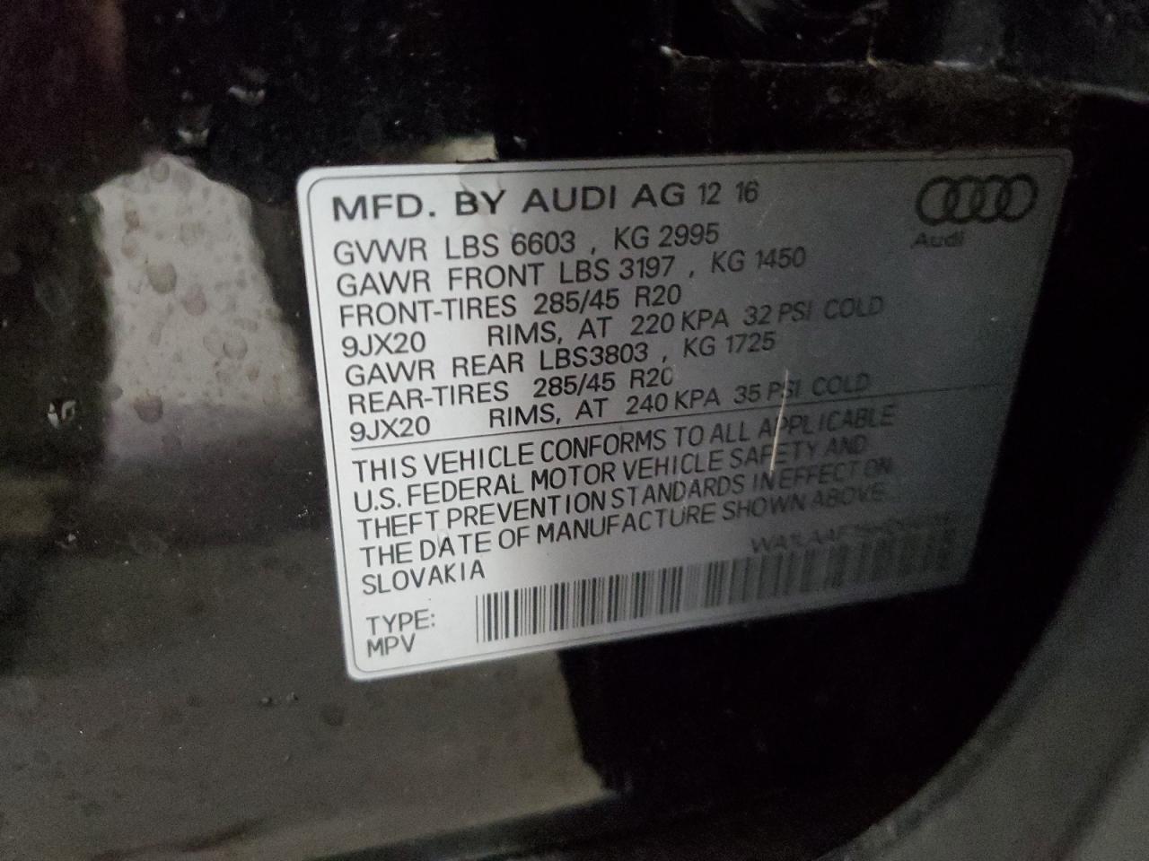 2017 Audi Q7 Premium Plus VIN: WA1LAAF75HD041081 Lot: 90449545