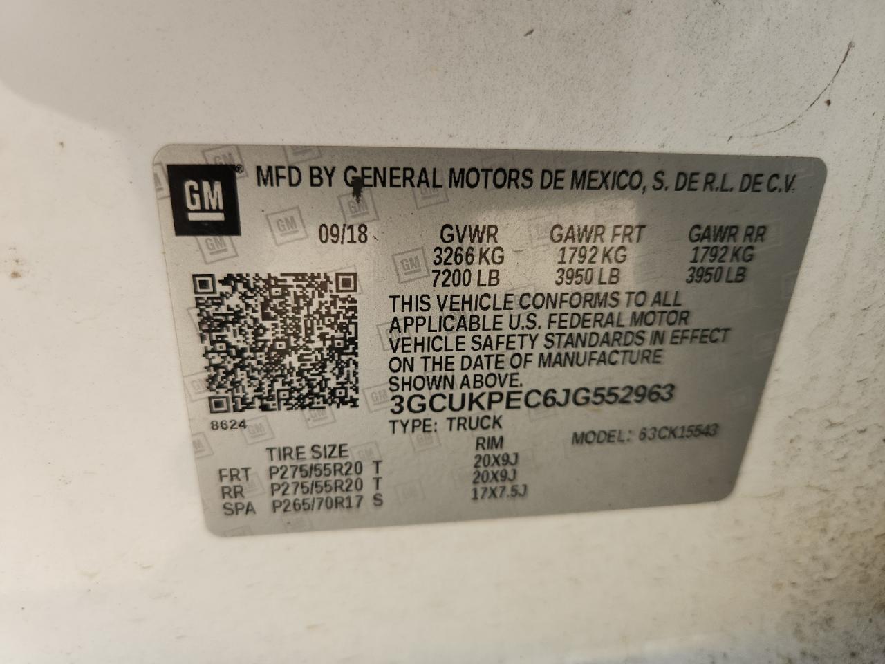 2018 Chevrolet Silverado K1500 Custom VIN: 3GCUKPEC6JG552963 Lot: 84563315