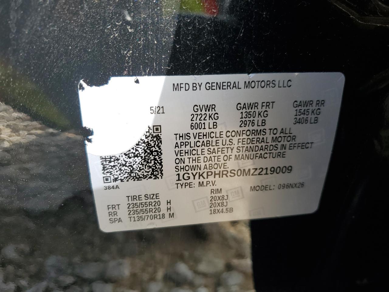 2021 Cadillac Xt6 Sport VIN: 1GYKPHRS0MZ219009 Lot: 89573935