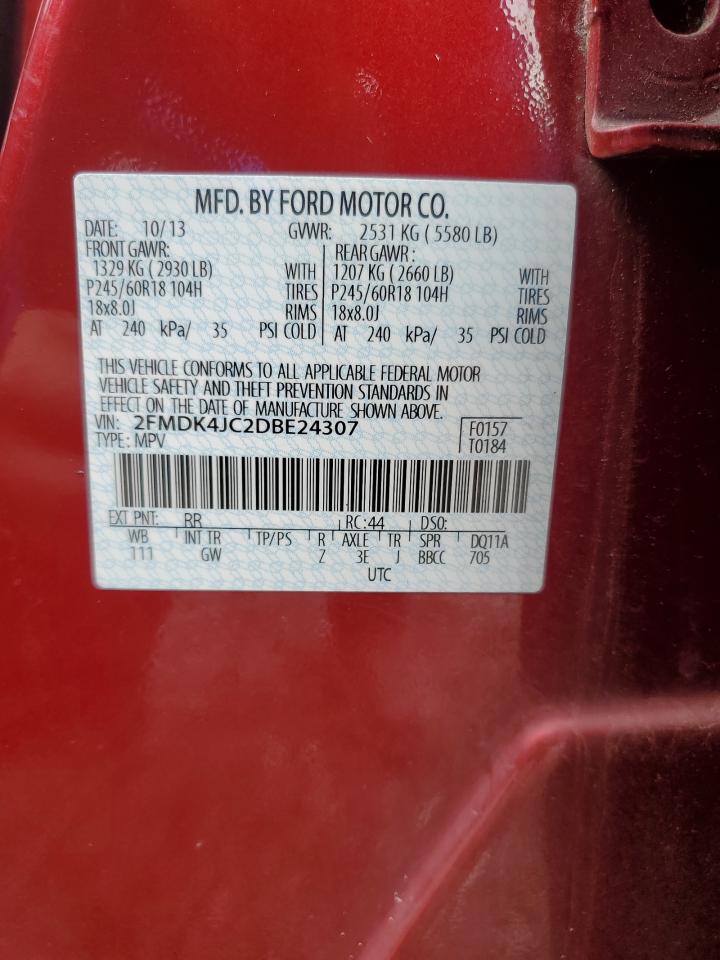 2013 Ford Edge Sel VIN: 2FMDK4JC2DBE24307 Lot: 87205775