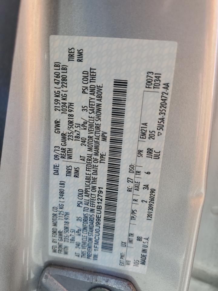 2014 Ford Escape Titanium VIN: 1FMCU0J99EUB12791 Lot: 86468205