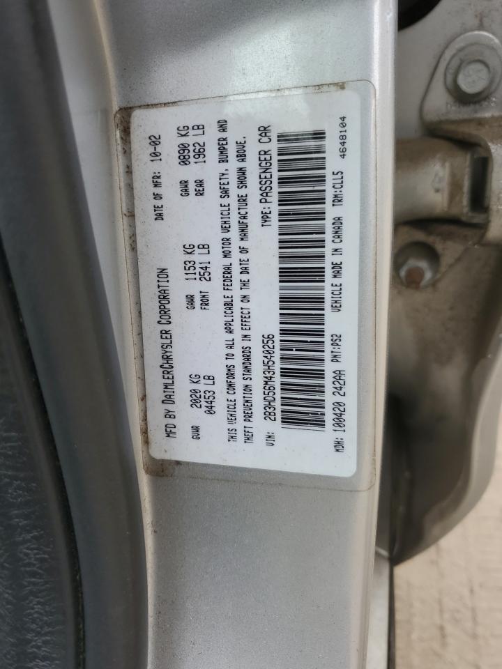 2003 Dodge Intrepid Es VIN: 2B3HD56M43H540256 Lot: 85680755